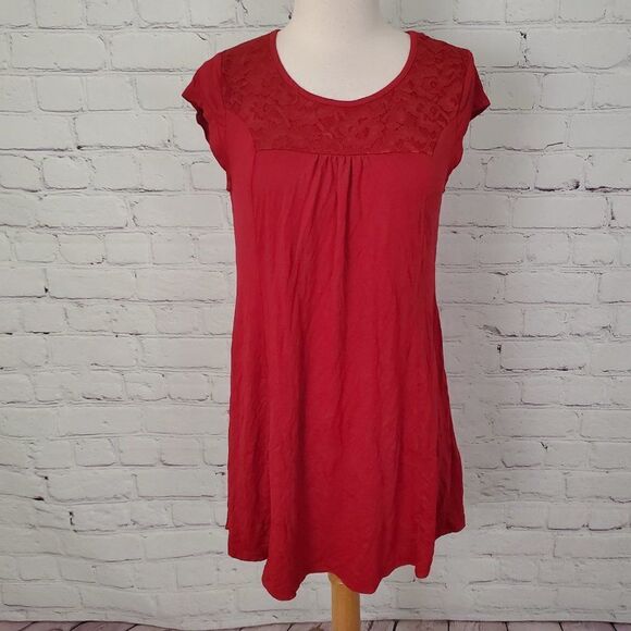 𝅺furnex Cap Sleeve Top Lace Red L NWT - Picture 1 of 7